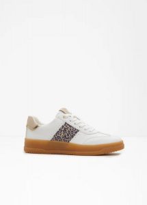 Sneakersy na platformie marki Marco Tozzi w stylu retro. Białe buty sportowe bonprix, bez wzorów, bez zapięcia. Za 129,99 zł.