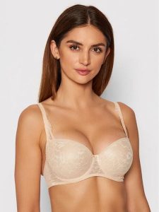 Triumph Biustonosz z fiszbiną Amourette Charm 10201686 Beżowy. Brązowe biustonosze Triumph, bez wzorów, z syntetyku. Za 139,99 zł.