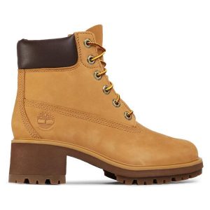 Trapery Timberland. Żółte buty zimowe Timberland, bez obcasa, bez zapięcia. Za 769,99 zł.