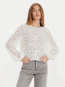 Gina Tricot Bluzka 23424 Biały Regular Fit. Białe bluzki Gina Tricot, xs, bez wzorów, z syntetyku, bez kołnierzyka, bez ramiączek. Za 99,99 zł.