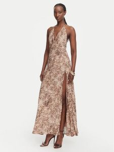 Bardot Sukienka letnia Lizbeth 59939DB1 Beżowy Slim Fit. Brązowe sukienki Bardot, na lato, bez wzorów, z wiskozy, bez kołnierzyka, bez ramiączek. Za 684,99 zł.