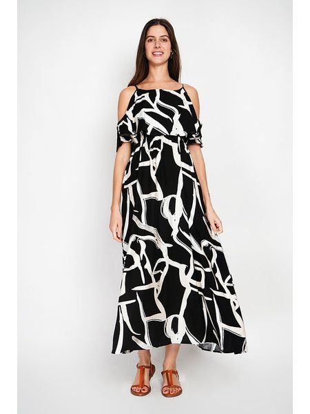 William de Faye Sukienka w kolorze czarno-białym rozmiar: 38. Białe sukienki William de Faye, bez wzorów, klasyczne, bez kołnierzyka, bez ramiączek, maxi, rozkloszowane. Za 140,86 zł.