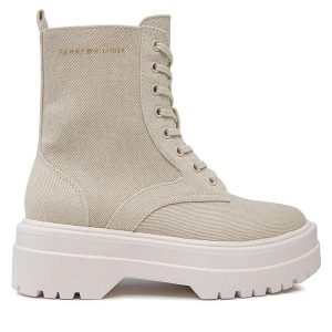 Trapery Tommy Hilfiger. Brązowe buty zimowe TOMMY HILFIGER, bez obcasa, bez zapięcia. Za 449,99 zł.