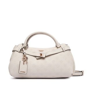 Torebka Guess. Białe kuferki Guess, z aplikacjami, bez dodatków. Za 584,99 zł.