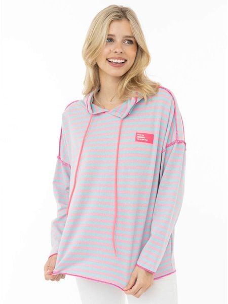 Zwillingsherz Bluza w kolorze błękitno-jasnoróżowym rozmiar: L/XL. Niebieskie bluzy Zwillingsherz, l, bez wzorów, z kapturem. Za 179,95 zł.