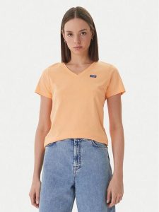 HUGO T-Shirt Classic 50513667 Pomarańczowy Slim Fit. Brązowe t-shirty Hugo, s, bez wzorów, z bawełny, bez kołnierzyka, bez ramiączek. Za 199,99 zł.