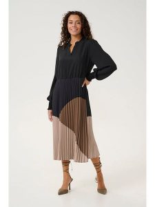 CULTURE Sukienka w kolorze czarno-brązowym rozmiar: L. Czarne sukienki Culture, l, bez wzorów, bez kołnierzyka, bez ramiączek, maxi. Za 252,94 zł.