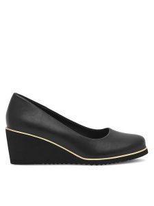 Clara Barson Półbuty CORNELIA LS5930-01A Czarny. Czarne czółenka Clara Barson, bez wzorów, z materiału, bez obcasa, na koturnie, bez zapięcia. Za 129,99 zł.