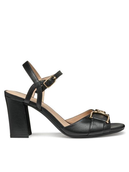 Geox Sandały D New Eraklia 80 D55RPA 000TU C9999 Czarny. Czarne sandały Geox, bez wzorów, ze skóry, bez obcasa, na słupku, bez zapięcia. Za 309,99 zł.