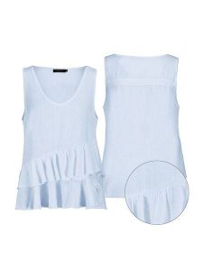 Eight2Nine Top w kolorze błękitnym rozmiar: M/L. Niebieskie topy Eight2Nine, l, bez wzorów, bez kołnierzyka, bez ramiączek. Za 105,45 zł.