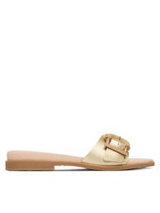 Hispanitas Klapki HV264816 C001 Złoty. Żółte klapki Hispanitas, bez wzorów, ze skóry, bez obcasa. Za 479,99 zł.