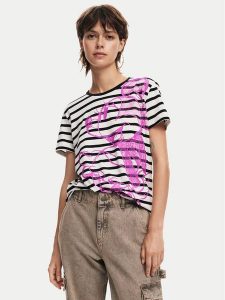 Desigual T-Shirt Mickey Drawing 24WWTKA1 Biały Regular Fit. Białe t-shirty Desigual, s, bez wzorów, z bawełny, bez kołnierzyka, bez ramiączek. Za 219,99 zł.