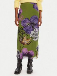 Desigual Spódnica maxi Tulleflowers Lacroix 25WWFK03 Zielony Regular Fit. Zielone spódnice Desigual, m, bez wzorów, z syntetyku, maxi. Za 319,99 zł.