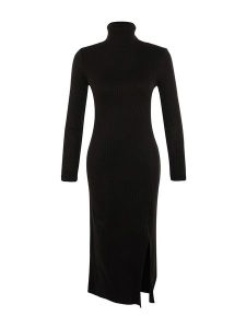 Trendyol Sukienka w kolorze czarnym rozmiar: S. Czarne sukienki Trendyol, s, bez wzorów, prążkowane, bez kołnierzyka, bez ramiączek, midi. Za 78,99 zł.