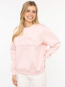 Zwillingsherz Bluza "Happy Vibes" w kolorze jasnoróżowym rozmiar: S/M. Różowe bluzy Zwillingsherz, m, bez wzorów, bez kaptura. Za 206,42 zł.