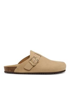 Geox Klapki D Brionia D65LSA 00032 C6738 Beżowy. Brązowe klapki Geox, bez wzorów, z nubiku, bez obcasa. Za 399,99 zł.