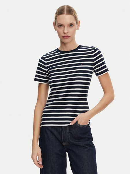 Tommy Hilfiger T-Shirt New Cody WW0WW40587 Granatowy Slim Fit. Niebieskie t-shirty TOMMY HILFIGER, s, bez wzorów, z bawełny, bez kołnierzyka, bez ramiączek. Za 142,99 zł.