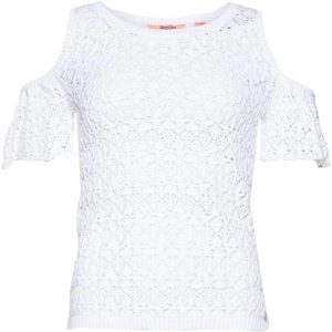 Koszulka turystyczna damska SuperDry Little Bay Cold Shoulder Knit. Białe koszulki sportowe Superdry, bez wzorów, z bawełny, bez ramiączek. Za 134,00 zł.
