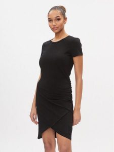 EA7 Emporio Armani Sukienka codzienna 3DTA62 TJ01Z 1200 Czarny Slim Fit. Czarne sukienki EA7 Emporio Armani, na co dzień, xs, bez wzorów, z bawełny, bez kołnierzyka, bez ramiączek, proste. Za 699,99 zł.