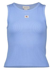Calvin Klein Top w kolorze niebieskim rozmiar: XS. Niebieskie topy Calvin Klein, xs, bez wzorów, z bawełny, bez kołnierzyka, bez ramiączek. Za 82,99 zł.