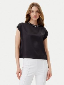 Imperial Bluzka RIC3JBA Czarny Regular Fit. Czarne bluzki Imperial, xs, bez wzorów, z syntetyku, bez kołnierzyka, bez ramiączek. Za 199,99 zł.