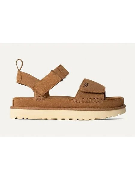 UGG Skórzane sandały "Goldenstar" w kolorze jasnobrązowym rozmiar: 36. Brązowe sandały Ugg, bez wzorów, ze skóry, z otwartym noskiem, bez obcasa, bez zapięcia. Za 459,95 zł.