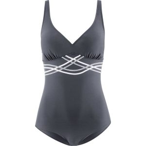 Kostium kąpielowy bonprix szary. Stroje jednoczęściowe marki bonprix. Za 49,99 zł.