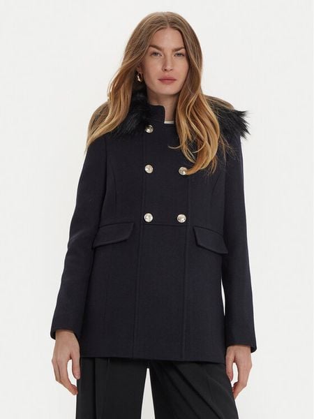 Morgan Płaszcz wełniany 242-GMARIE Granatowy Regular Fit. Niebieskie płaszcze Morgan, na zimę, bez wzorów, z syntetyku, bez kaptura. Za 639,99 zł.