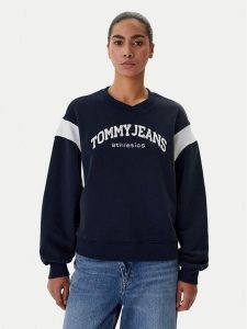 Tommy Jeans Bluza Varsity DW0DW22365 Granatowy Boxy Fit. Niebieskie bluzy Tommy Jeans, m, bez wzorów, z bawełny, bez kaptura. Za 316,99 zł.