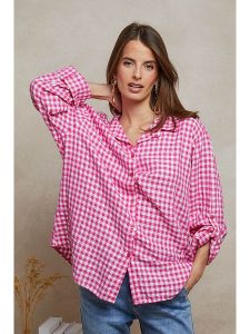 Plume Koszula "Amily" w kolorze różowo-białym rozmiar: L. Różowe koszule Plume, l, bez wzorów, bez kołnierzyka, bez ramiączek. Za 136,13 zł.