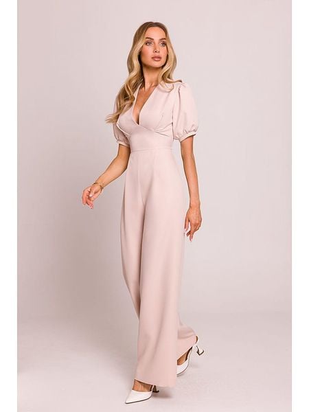 Made of emotion Kombinezon w kolorze beżowym rozmiar: L. Brązowe kombinezony Made Of Emotion, l, bez wzorów, bez kołnierzyka, bez ramiączek. Za 192,79 zł.