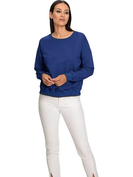 Heine Sweter w kolorze granatowym rozmiar: 42. Niebieskie długie swetry Heine, bez wzorów, z bawełny, bez ramiączek. Za 48,16 zł.
