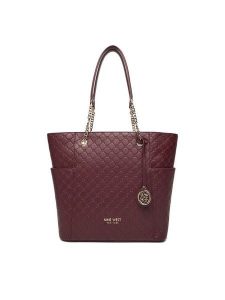 Nine West Torebka CEO-NEBRASKA-LDA8208A Bordowy. Czerwone shopper bag Nine West, bez wzorów, z materiału, bez dodatków. Za 269,99 zł.