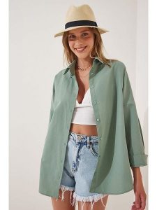 Happiness Istanbul Koszula w kolorze miętowym rozmiar: 40. Zielone koszule Happiness Istanbul, bez wzorów, bez kołnierzyka, bez ramiączek. Za 65,54 zł.