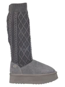 Liu Jo Kozaki w kolorze szarym rozmiar: 41. Szare kozaki Liu Jo, na zimę, bez wzorów, z materiału, bez obcasa, na platformie, bez zapięcia. Za 307,46 zł.