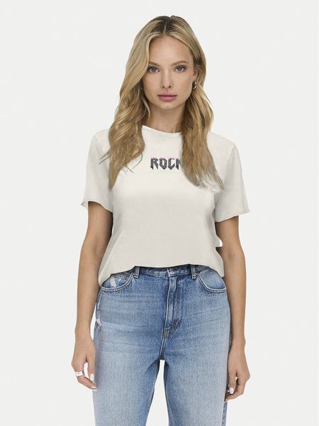 ONLY T-Shirt Lucy 15307412 Écru Regular Fit. T-shirty ONLY, xl, bez wzorów, z bawełny, bez kołnierzyka, bez ramiączek. Za 39,99 zł.