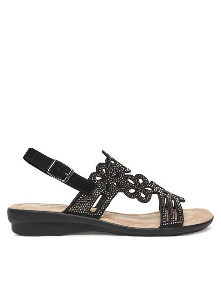 Clara Barson Sandały WSXD015-06 Czarny. Czarne sandały Clara Barson, bez wzorów, z materiału, bez obcasa, na płaskiej podeszwie, bez zapięcia. Za 99,99 zł.