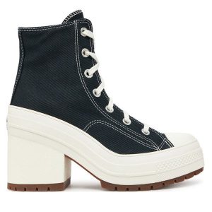Botki Converse. Czarne botki Converse, bez wzorów, bez obcasa, na słupku, bez zapięcia. Za 519,99 zł.