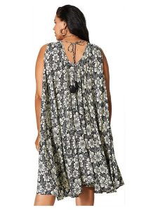 Aller Simplement Sukienka w kolorze czarno-kremowym rozmiar: 42-58. Brązowe sukienki Aller Simplement, bez wzorów, bez kołnierzyka, bez ramiączek, mini. Za 78,99 zł.