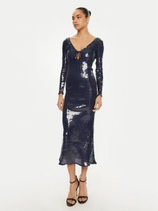 Bardot Sukienka koktajlowa 58859DB Granatowy Regular Fit. Niebieskie kombinezony Bardot, bez wzorów, z syntetyku, wizytowe, bez kołnierzyka, bez ramiączek. Za 399,99 zł.
