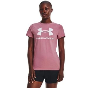 Koszulka damska z krótkimi rękawami UA Rival Logo Under Armour 1356305. Czerwone bluzki Under Armour, bez wzorów, sportowe, bez kołnierzyka, bez ramiączek. Za 99,99 zł.