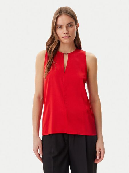 Calvin Klein Top K20K208190 Czerwony Regular Fit. Czerwone topy Calvin Klein, bez wzorów, z syntetyku, bez kołnierzyka, bez ramiączek. Za 199,99 zł.