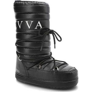 Czarne Śniegowce Donna Fabiani Damskie Zimowe Buty. Czarne buty zimowe Donna Fabiani, ze skóry ekologicznej, bez obcasa, bez zapięcia. Za 299,00 zł.