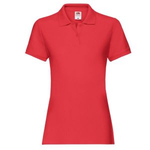 Damska Koszulka Polo Premium Plain. Czerwone koszulki sportowe FRUIT OF THE LOOM, bez wzorów, bez ramiączek. Za 55,99 zł.