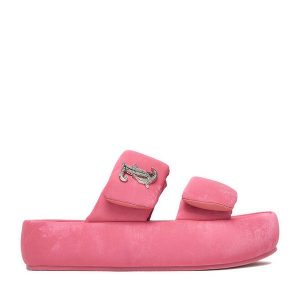 Klapki Juicy Couture. Czerwone klapki Juicy Couture, bez wzorów, bez obcasa. Za 249,99 zł.