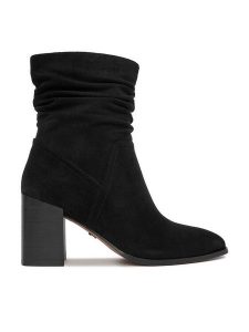 Nine West Botki CEO-JAMILAH-01 Czarny. Czarne botki Nine West, bez wzorów, z materiału, bez obcasa, na słupku, bez zapięcia. Za 269,99 zł.