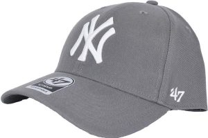 Czapka z daszkiem dla dorosłych New York Yankees MVP Cap. Szare czapki 47 Brand, bez wzorów, z materiału, sportowe. Za 146,50 zł.
