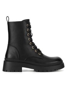 DeeZee Botki HY90107-2A Czarny. Czarne botki DeeZee, bez wzorów, z materiału, bez obcasa, na płaskiej podeszwie, bez zapięcia. Za 179,99 zł.