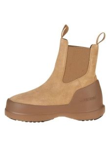 Moon Boot Skórzane botki "Luna Chelsea Suede" w kolorze jasnobrązowym rozmiar: 38. Brązowe botki Moon Boot, bez wzorów, bez obcasa, bez zapięcia. Za 412,88 zł.