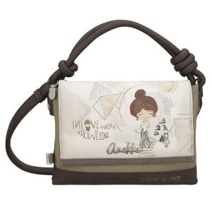 Listonoszka damska Anekke, z klapką z dekoracyjnym nadrukiem i krótką rączką z ozdobnymi węzłami wyposażona w dodatkowy pasek na ramię, wielokolorowa. Białe torebki klasyczne Anekke, bez wzorów, na ramię, z nadrukiem, bez dodatków. Za 359,00 zł.